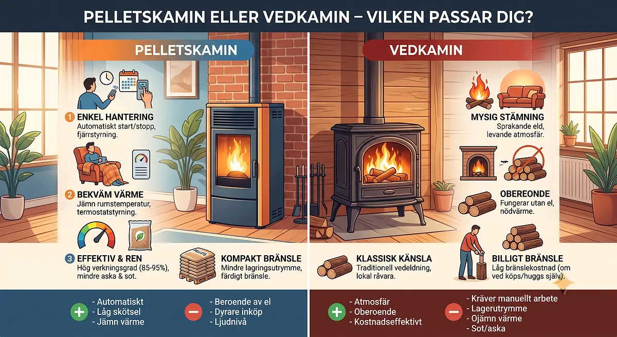 Pelletskamin eller vedkamin – vilken passar dig?