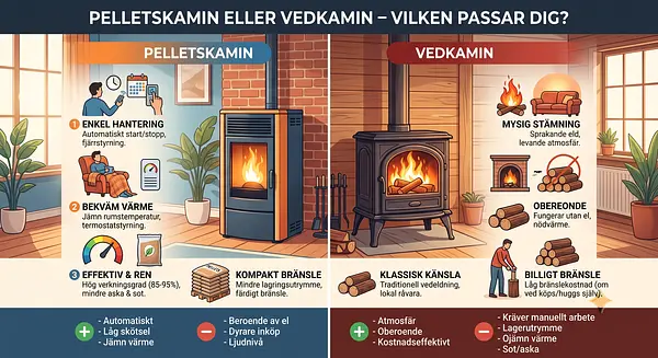 Pelletskamin eller vedkamin – vilken passar dig?